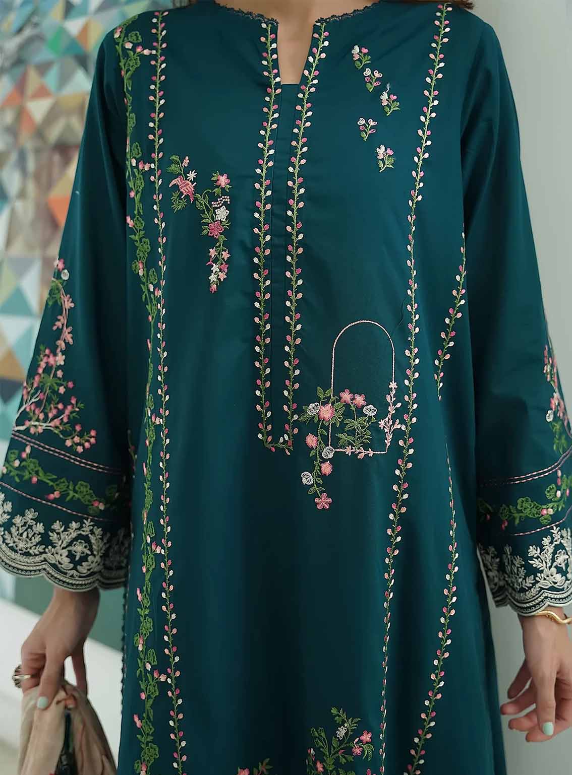 Sahar Embroidered Lawn 3 Piece Unstitched Suit S25FEV2 D-02 TEAL GARDENIA Sahar Embroidered Lawn 3 Piece Unstitched Suit S25FEV2 D-02 TEAL GARDENIA