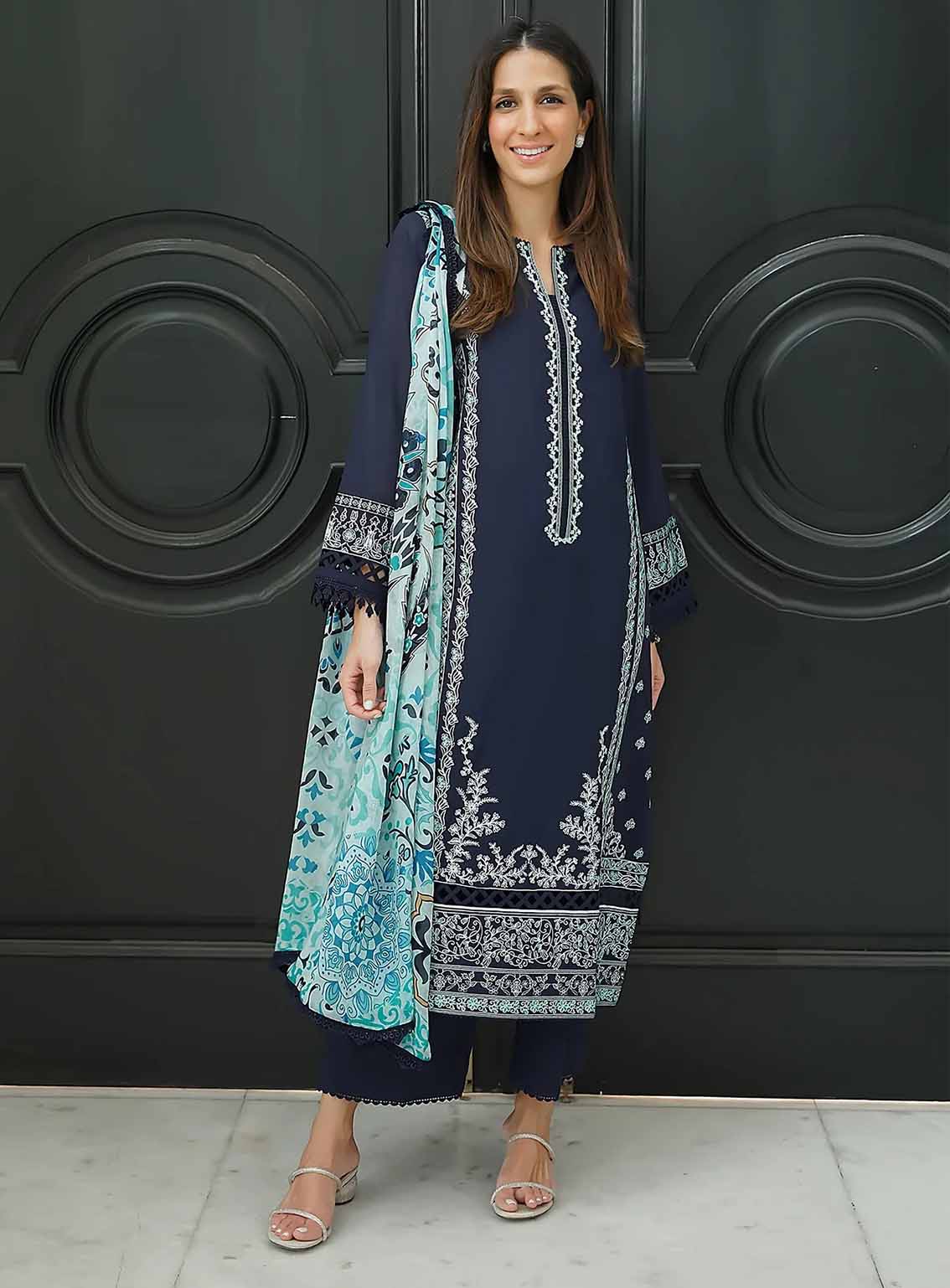 Sahar Embroidered Lawn 3 Piece Unstitched Suit S25FEV2 D-01 OCEANVEIL Sahar Embroidered Lawn 3 Piece Unstitched Suit S25FEV2 D-01 OCEANVEIL