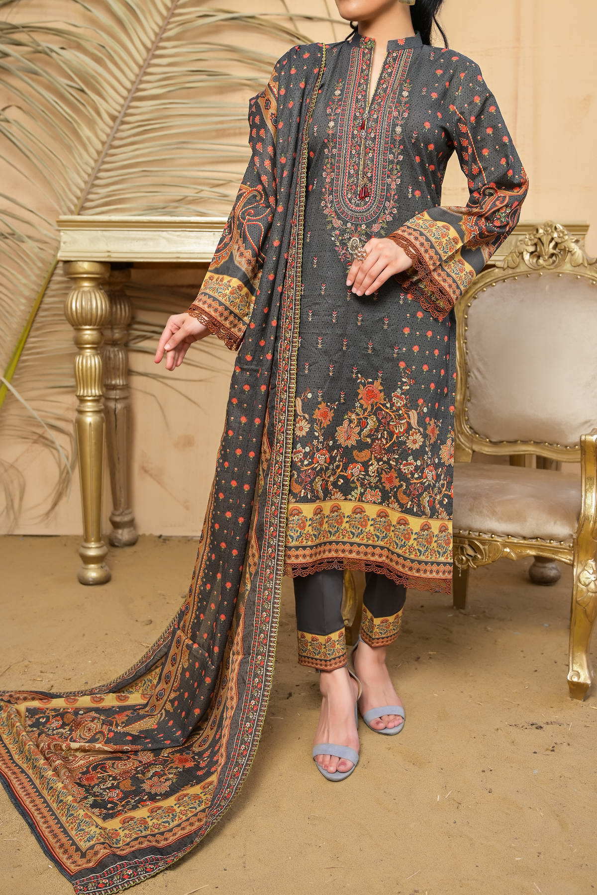 Misri By VS Textile Embroidered Lawn Unstitched 3 Piece Suit - 208 Misri By VS Textile Embroidered Lawn Unstitched 3 Piece Suit - 208