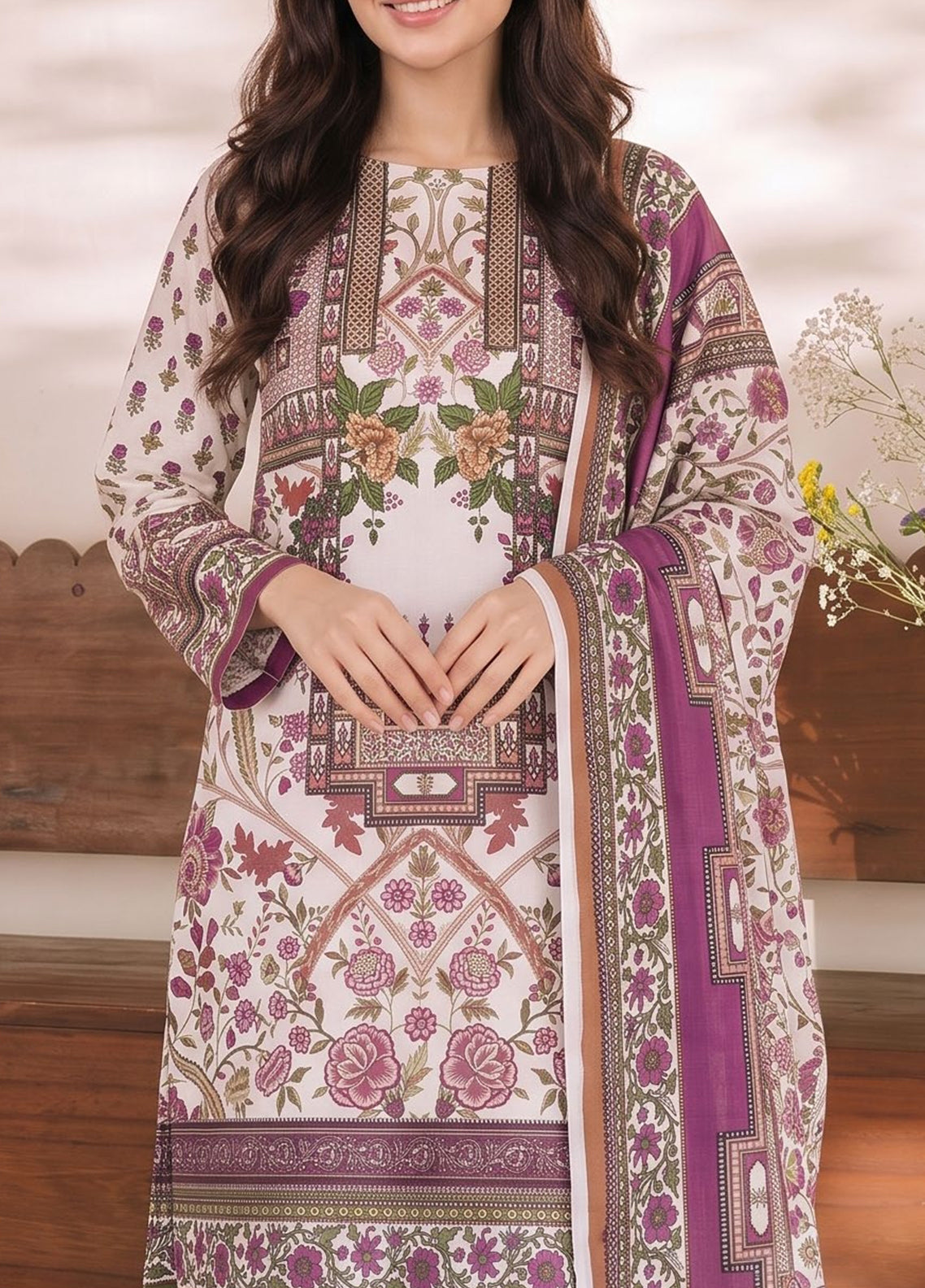 Daman By VS Textile Exclusive Printed Cambric 3 Piece Unstitched Suit VS26DEPV2 D-979 Daman By VS Textile Exclusive Printed Cambric 3 Piece Unstitched Suit VS26DEPV2 D-979