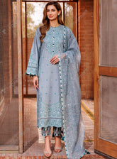 Dastoor By Farasha Embroidered Lawn Suits Unstitched 3 Piece - FSH24DL 04 BERYL GREY