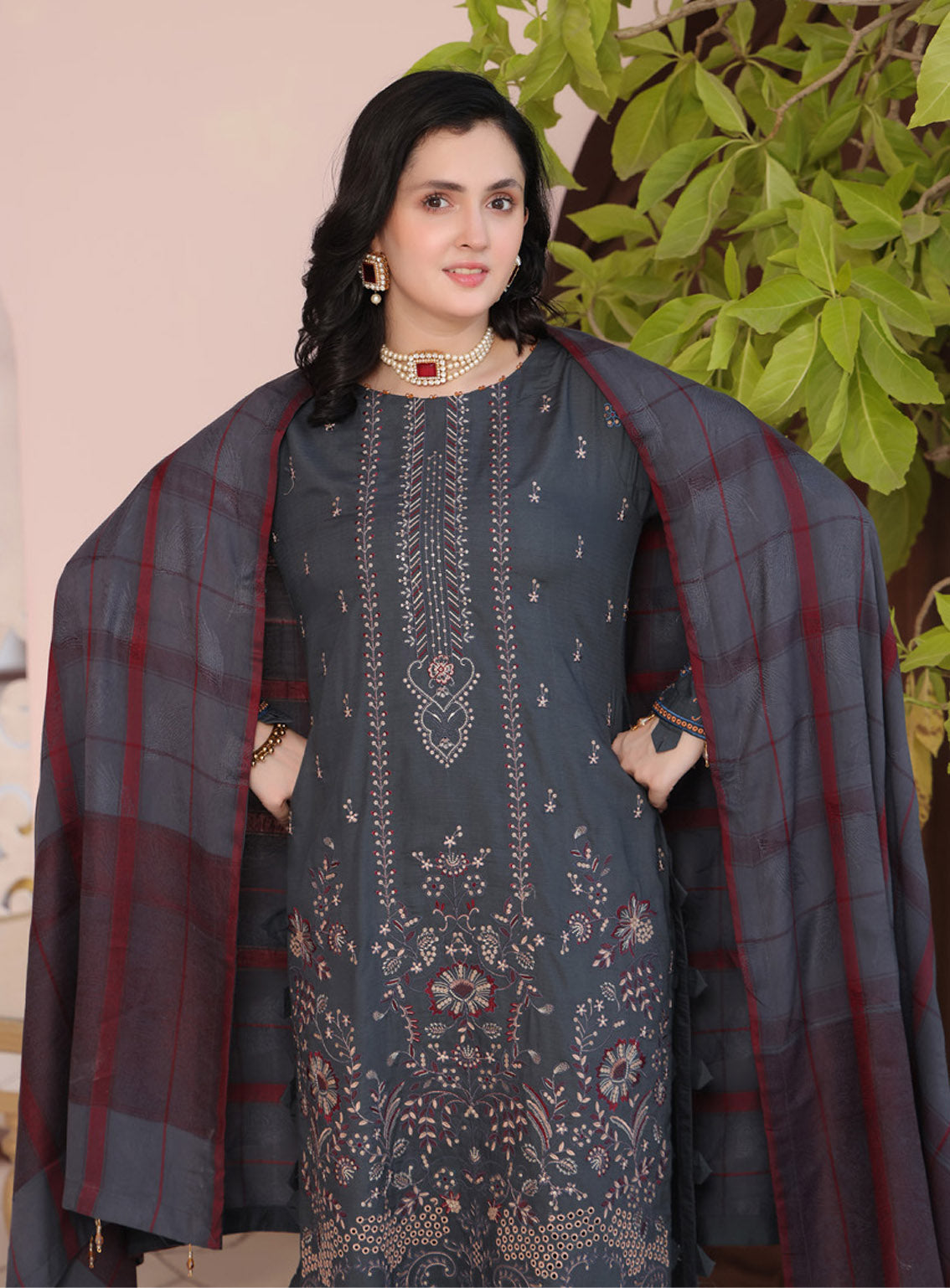 Delilah by Schick Embroidered Doriya Suits Unstitched 3 Piece - SDH24DD 01 Delilah by Schick Embroidered Doriya Suits Unstitched 3 Piece - SDH24DD 01