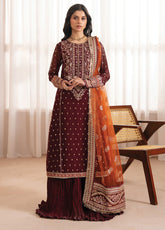 Deme By Xenia Luxury Embroidered Chiffon 3 Piece Unstitched Suit XE26DF D-01 D#01 LISHA