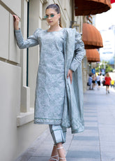 Dhagakari By Alzohaib Embroidered Lawn 3 Piece Unstitched Suit AZ26DEE D-DKC-03