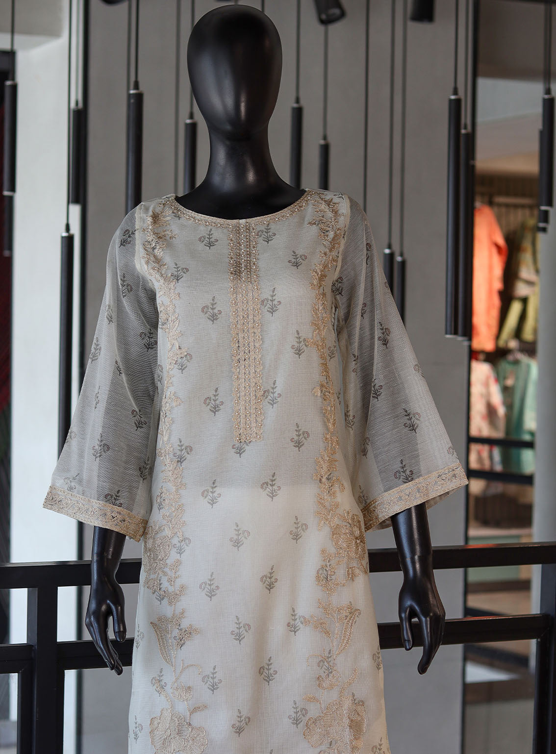 Dhanak Embroidered Khadi Net Stitch Kurti - DK24EL 1840 Dhanak Embroidered Khadi Net Stitch Kurti - DK24EL 1840