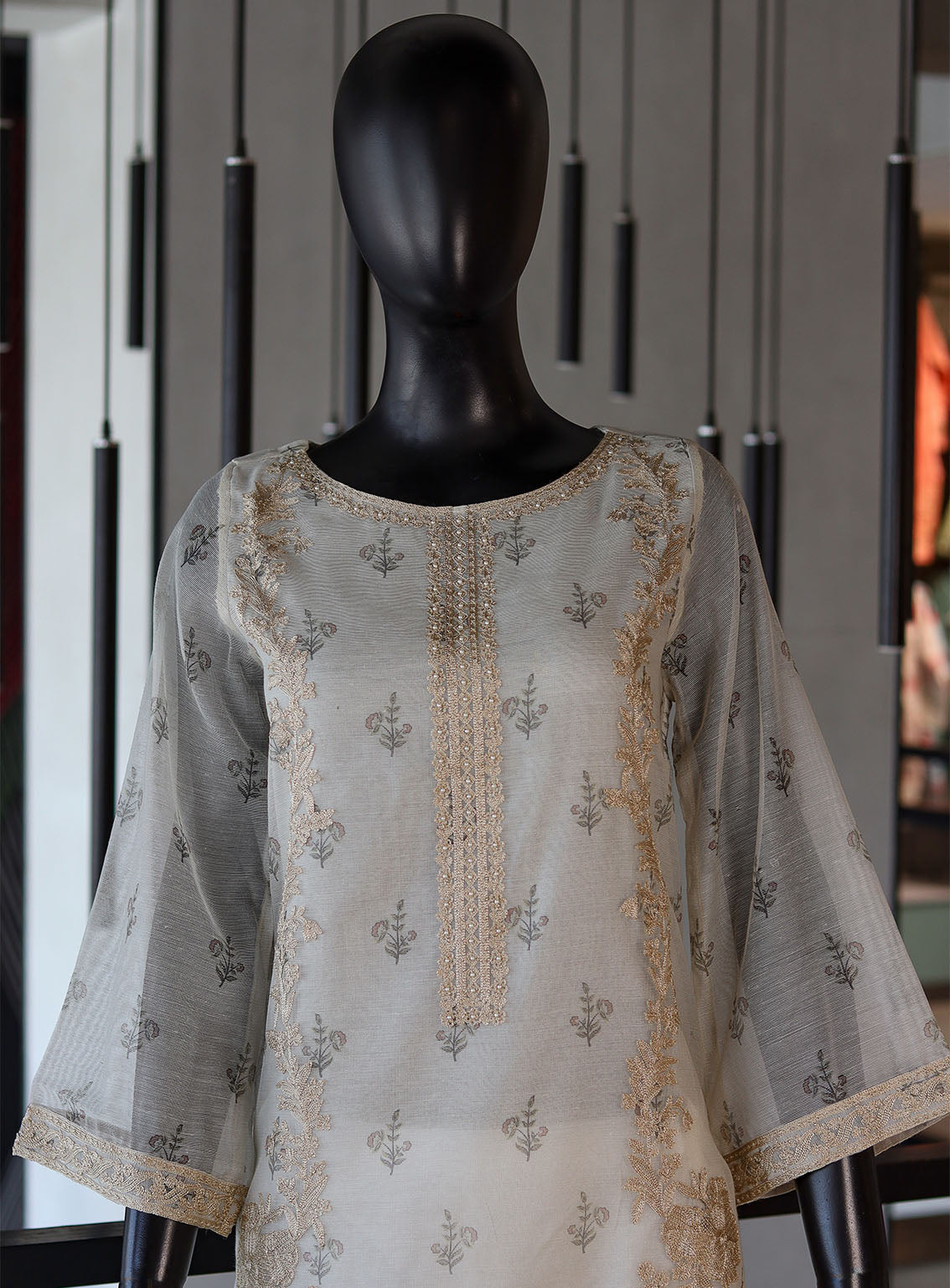 Dhanak Embroidered Khadi Net Stitch Kurti - DK24EL 1840 Dhanak Embroidered Khadi Net Stitch Kurti - DK24EL 1840
