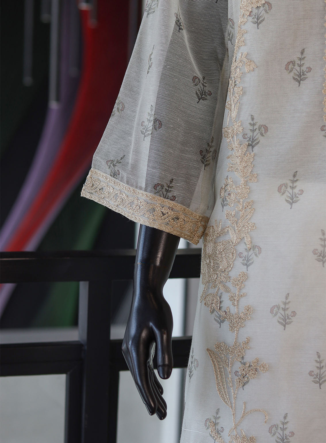 Dhanak Embroidered Khadi Net Stitch Kurti - DK24EL 1840 Dhanak Embroidered Khadi Net Stitch Kurti - DK24EL 1840