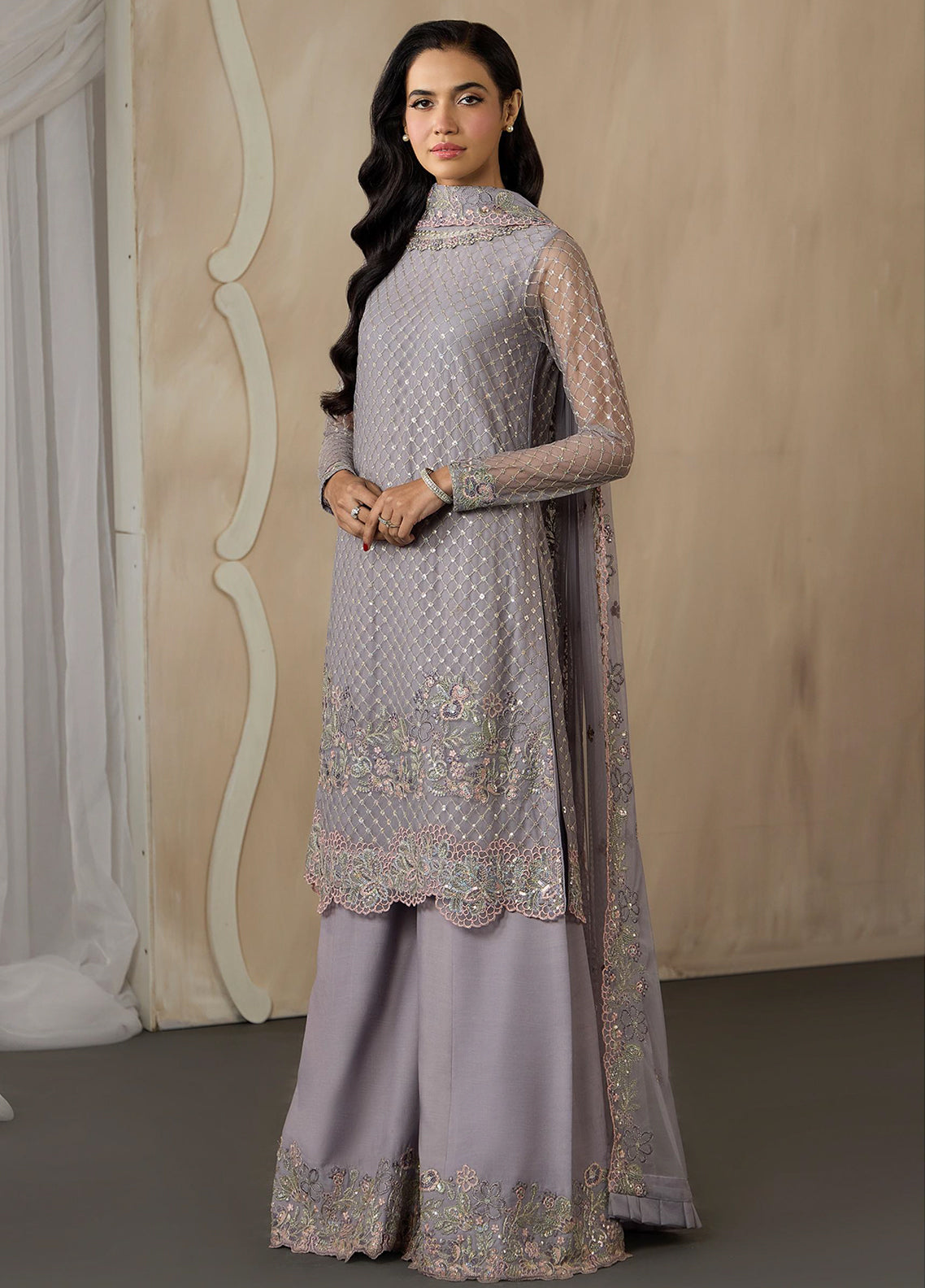 Dharkash By Zarif Embroidered Net 3 Piece Unstitched Suit ZF26DK ZRF-DK-04 REEYA Dharkash By Zarif Embroidered Net 3 Piece Unstitched Suit ZF26DK ZRF-DK-04 REEYA