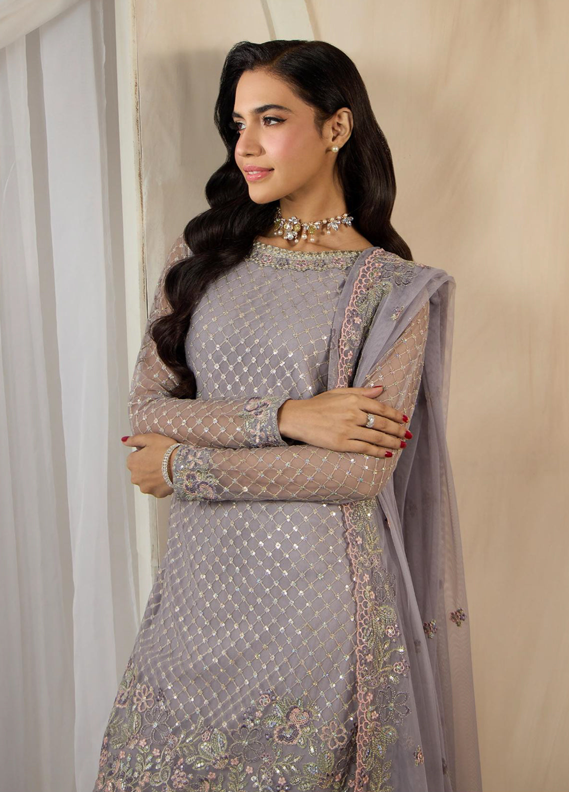 Dharkash By Zarif Embroidered Net 3 Piece Unstitched Suit ZF26DK ZRF-DK-04 REEYA Dharkash By Zarif Embroidered Net 3 Piece Unstitched Suit ZF26DK ZRF-DK-04 REEYA