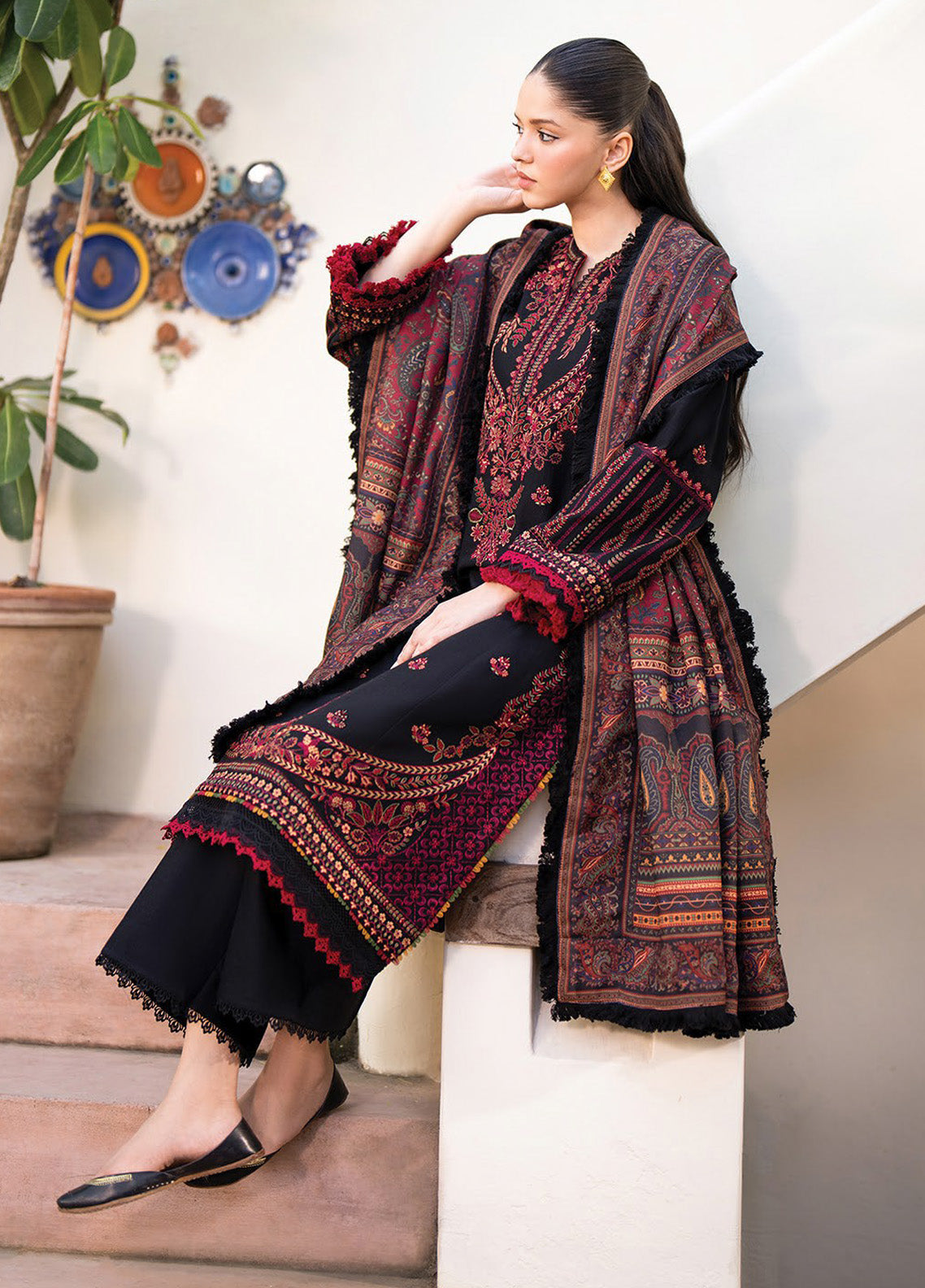 Dhoop Kinaray by Xenia Formals Embroidered Khaddar Suits Unstitched 3 Piece - XF24DK 03 SIYAH Dhoop Kinaray by Xenia Formals Embroidered Khaddar Suits Unstitched 3 Piece - XF24DK 03 SIYAH
