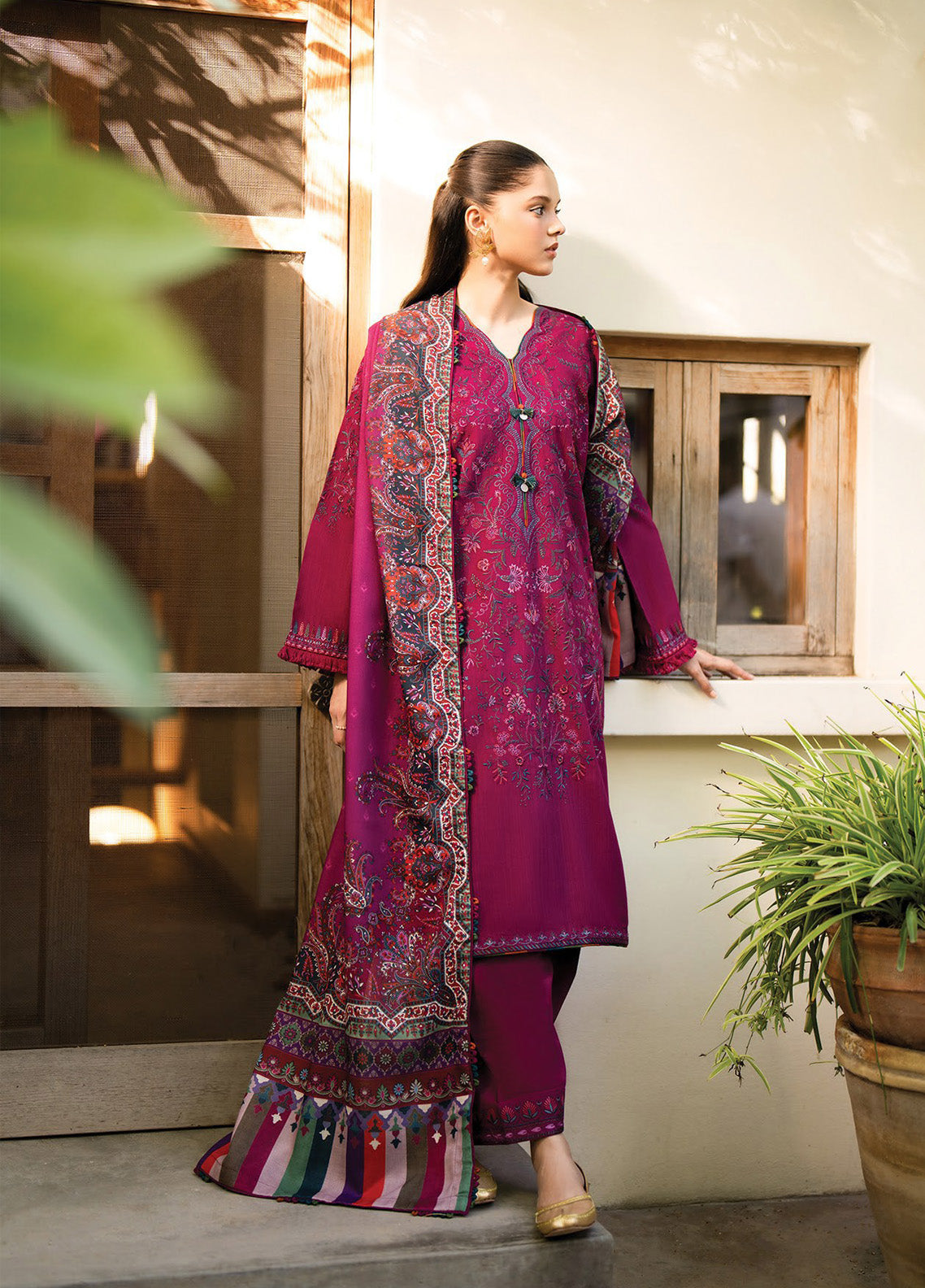 Dhoop Kinaray by Xenia Formals Embroidered Khaddar Suits Unstitched 3 Piece - XF24DK 04 SUMBUL Dhoop Kinaray by Xenia Formals Embroidered Khaddar Suits Unstitched 3 Piece - XF24DK 04 SUMBUL