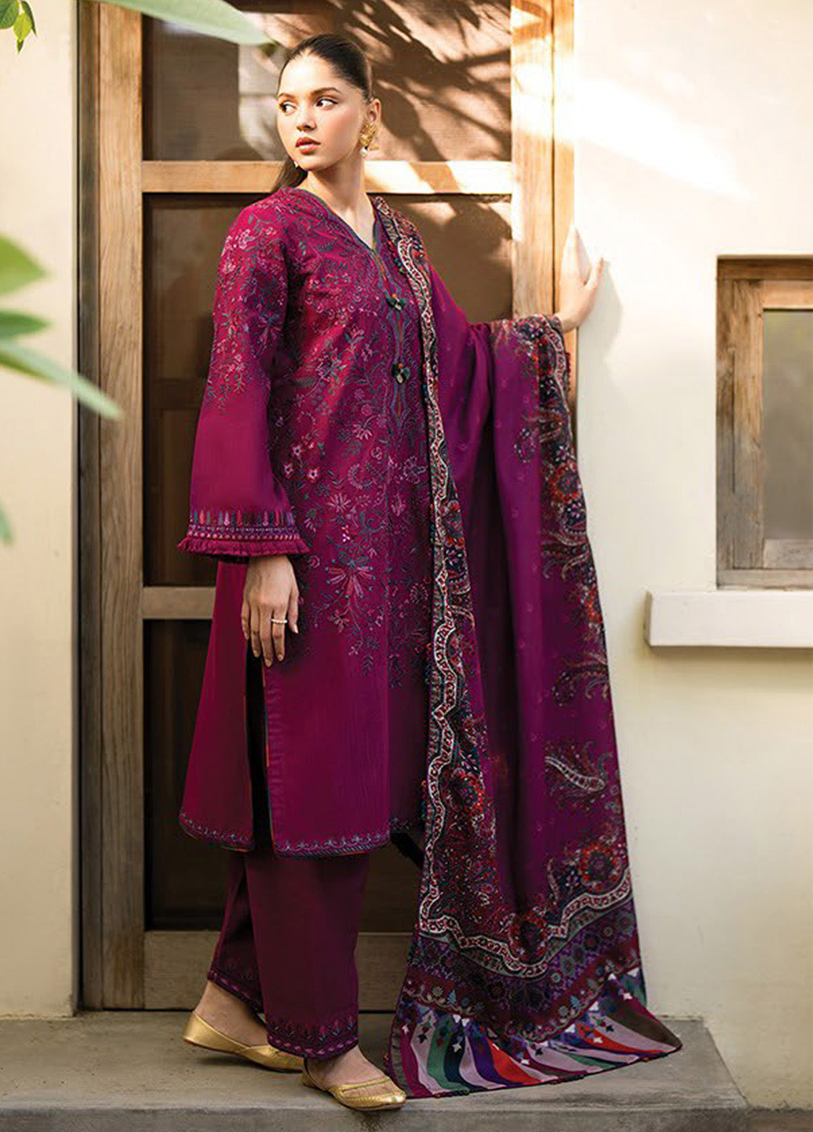 Dhoop Kinaray by Xenia Formals Embroidered Khaddar Suits Unstitched 3 Piece - XF24DK 04 SUMBUL Dhoop Kinaray by Xenia Formals Embroidered Khaddar Suits Unstitched 3 Piece - XF24DK 04 SUMBUL
