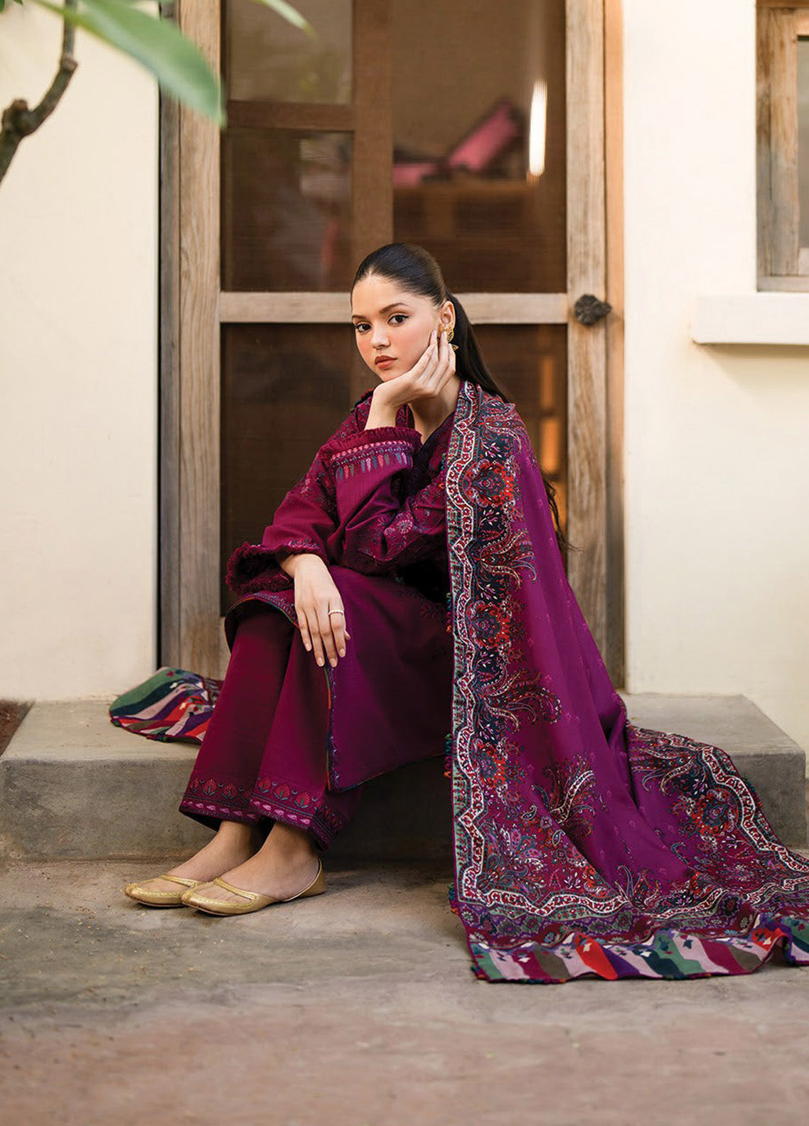 Dhoop Kinaray by Xenia Formals Embroidered Khaddar Suits Unstitched 3 Piece - XF24DK 04 SUMBUL Dhoop Kinaray by Xenia Formals Embroidered Khaddar Suits Unstitched 3 Piece - XF24DK 04 SUMBUL