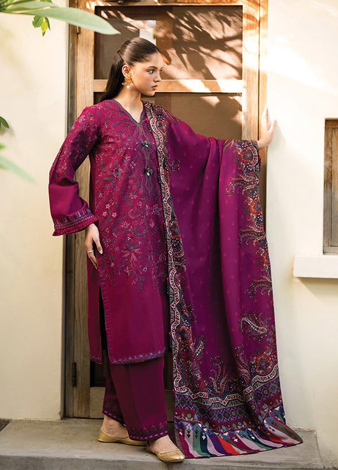 Dhoop Kinaray by Xenia Formals Embroidered Khaddar Suits Unstitched 3 Piece - XF24DK 04 SUMBUL Dhoop Kinaray by Xenia Formals Embroidered Khaddar Suits Unstitched 3 Piece - XF24DK 04 SUMBUL