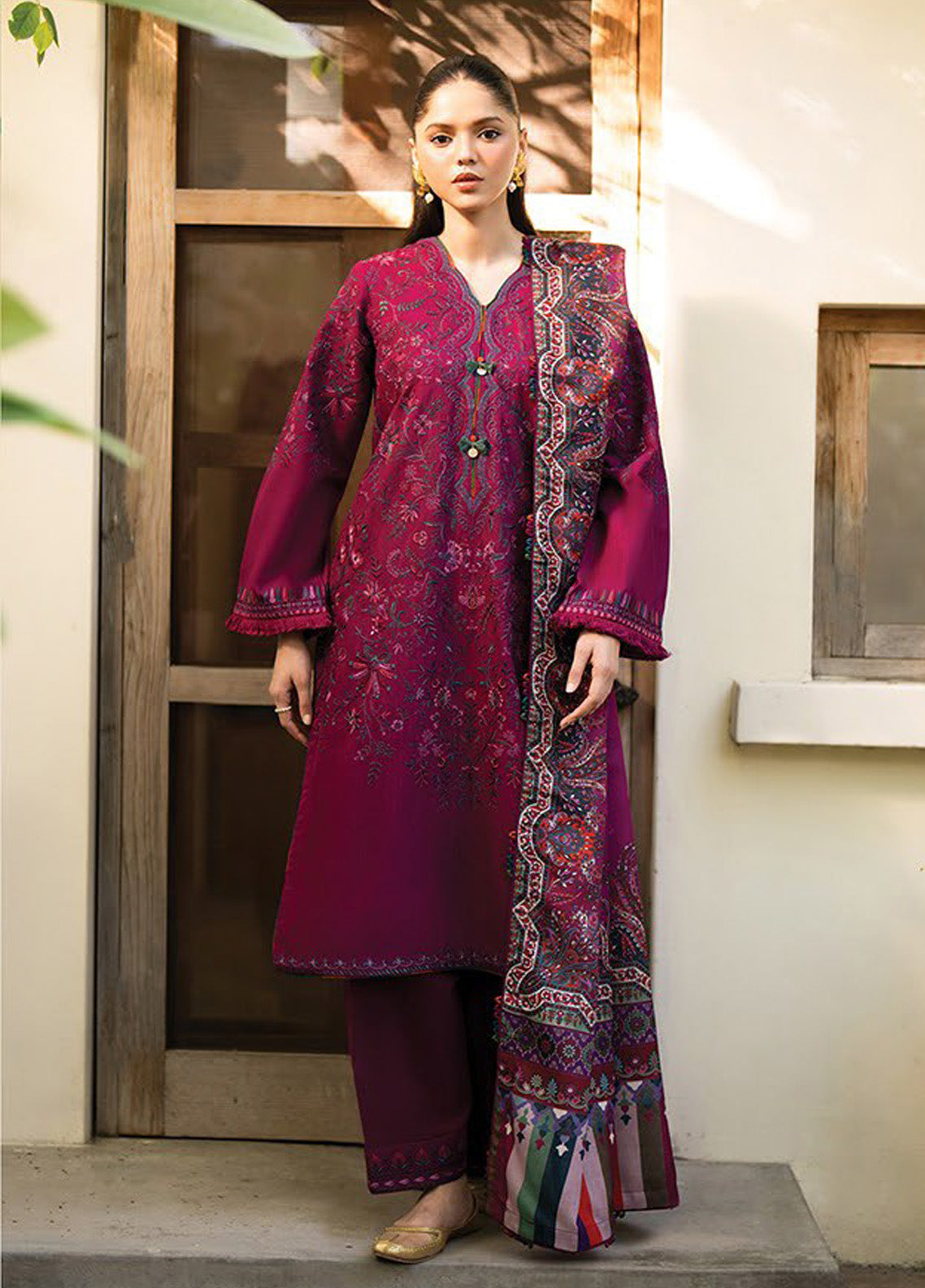 Dhoop Kinaray by Xenia Formals Embroidered Khaddar Suits Unstitched 3 Piece - XF24DK 04 SUMBUL Dhoop Kinaray by Xenia Formals Embroidered Khaddar Suits Unstitched 3 Piece - XF24DK 04 SUMBUL
