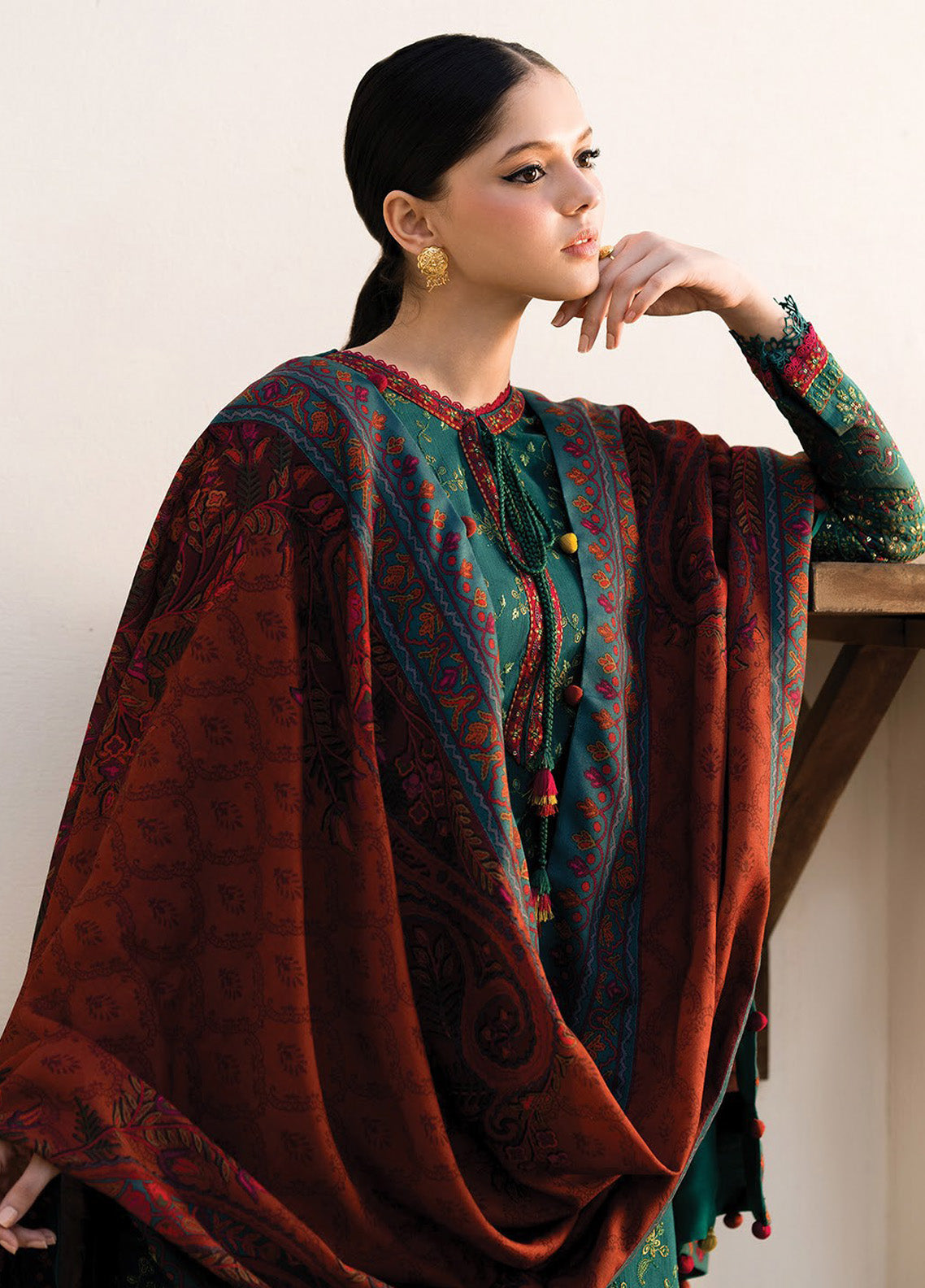Dhoop Kinaray by Xenia Formals Embroidered Khaddar Suits Unstitched 3 Piece - XF24DK 06 ZEMURD Dhoop Kinaray by Xenia Formals Embroidered Khaddar Suits Unstitched 3 Piece - XF24DK 06 ZEMURD