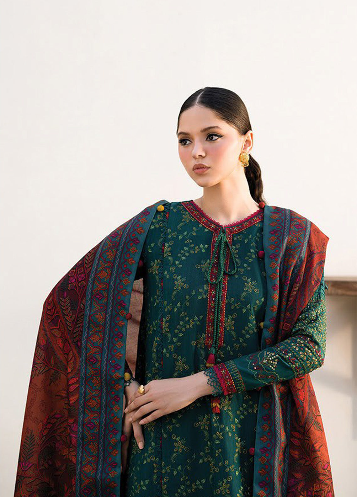 Dhoop Kinaray by Xenia Formals Embroidered Khaddar Suits Unstitched 3 Piece - XF24DK 06 ZEMURD Dhoop Kinaray by Xenia Formals Embroidered Khaddar Suits Unstitched 3 Piece - XF24DK 06 ZEMURD