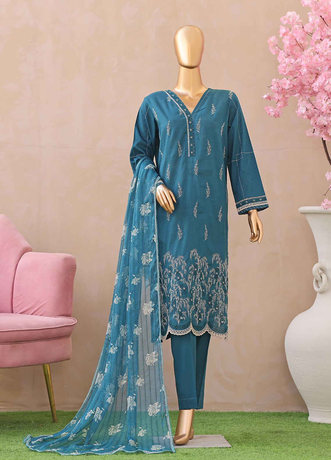 Dynasty By HZ Textile Embroidered Lawn 3 Piece Unstitched Suit HZ26DEL D-06 Dynasty By HZ Textile Embroidered Lawn 3 Piece Unstitched Suit HZ26DEL D-06