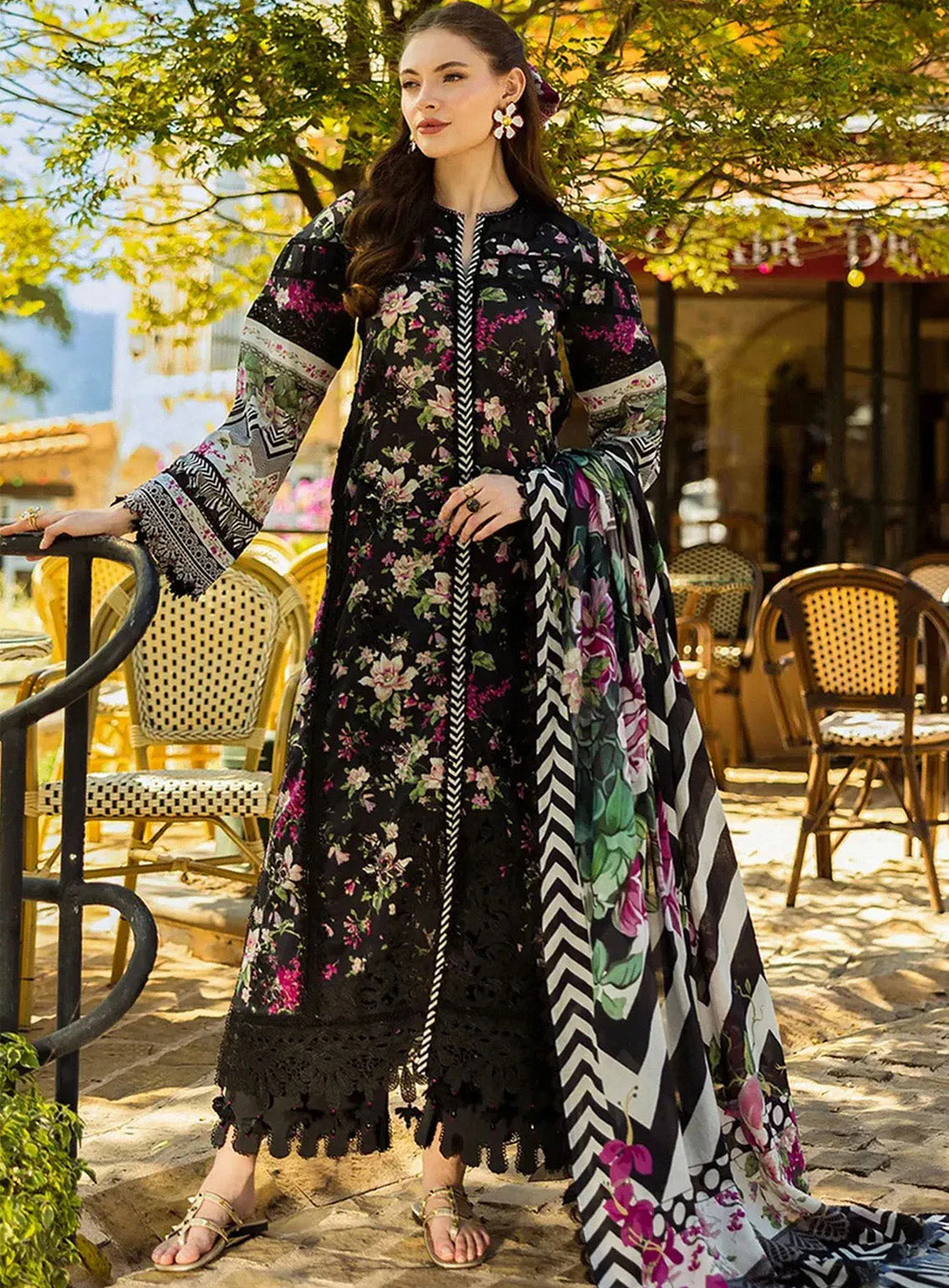 Elaf Embroidered Chikankari Lawn Suits Unstitched 3 Piece - EF25CL ELK-05A BELLEZA Elaf Embroidered Chikankari Lawn Suits Unstitched 3 Piece - EF25CL ELK-05A BELLEZA