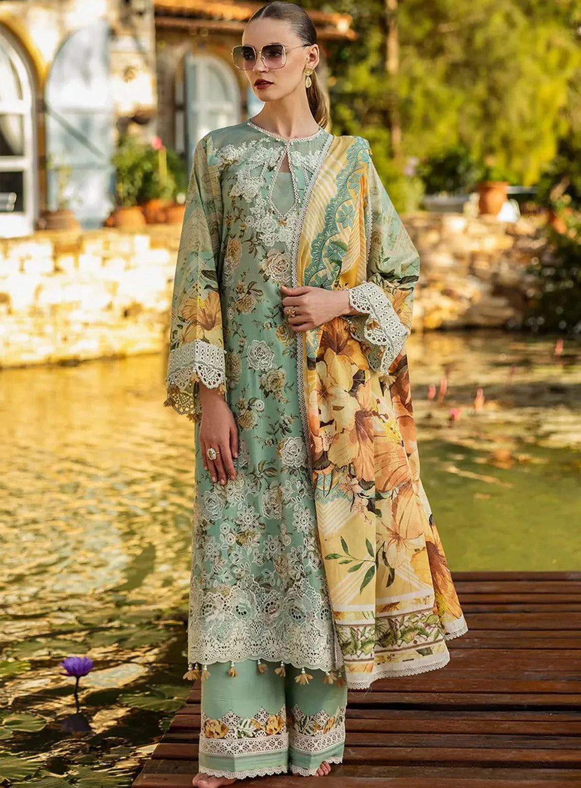 Elaf Embroidered Chikankari Lawn Suits Unstitched 3 Piece - EF25CL ELK-06A PISTACHIO DREAMS Elaf Embroidered Chikankari Lawn Suits Unstitched 3 Piece - EF25CL ELK-06A PISTACHIO DREAMS