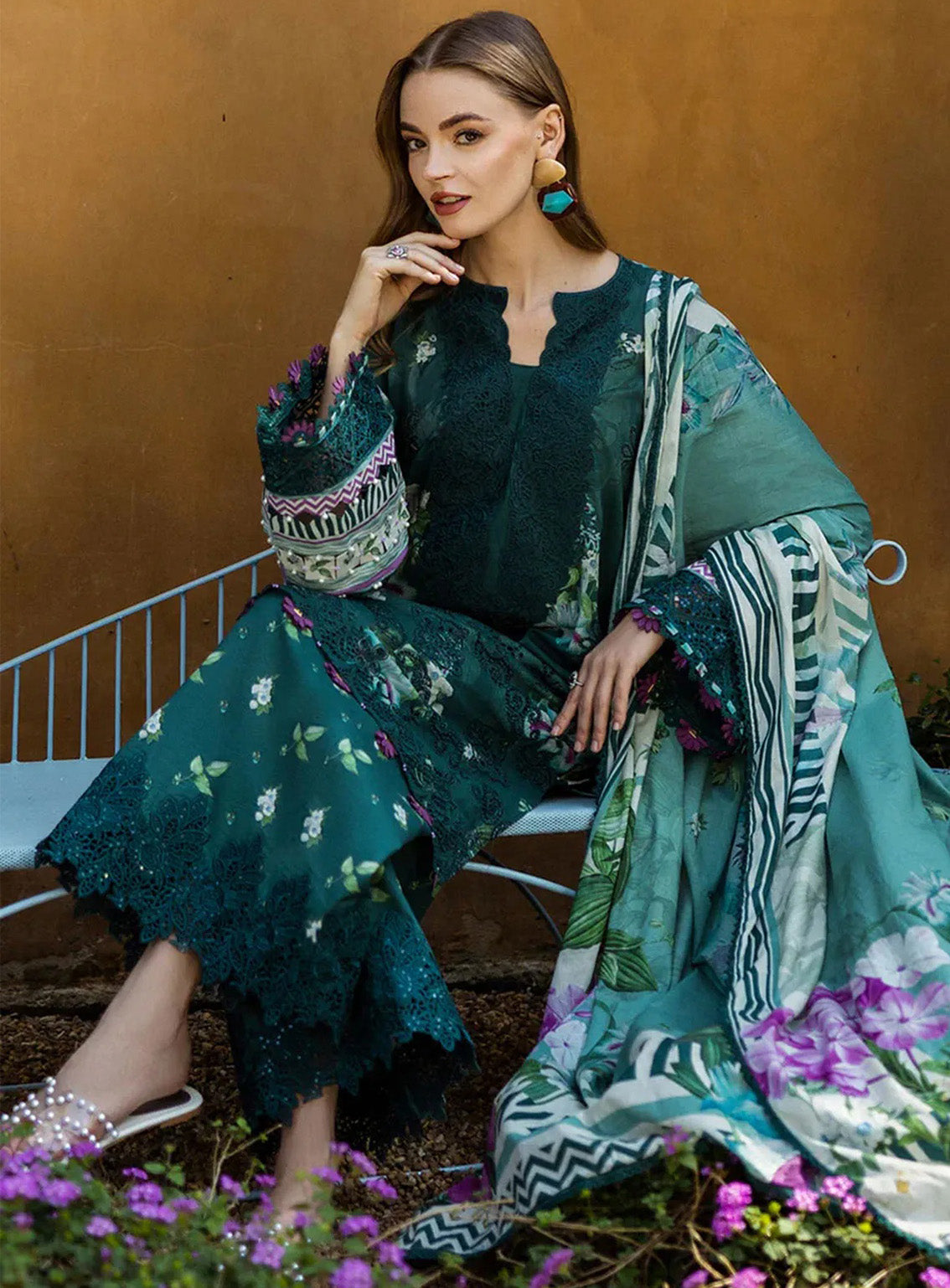 Elaf Embroidered Chikankari Lawn Suits Unstitched 3 Piece - EF25CL ELK-07B JADE EMBRACE Elaf Embroidered Chikankari Lawn Suits Unstitched 3 Piece - EF25CL ELK-07B JADE EMBRACE
