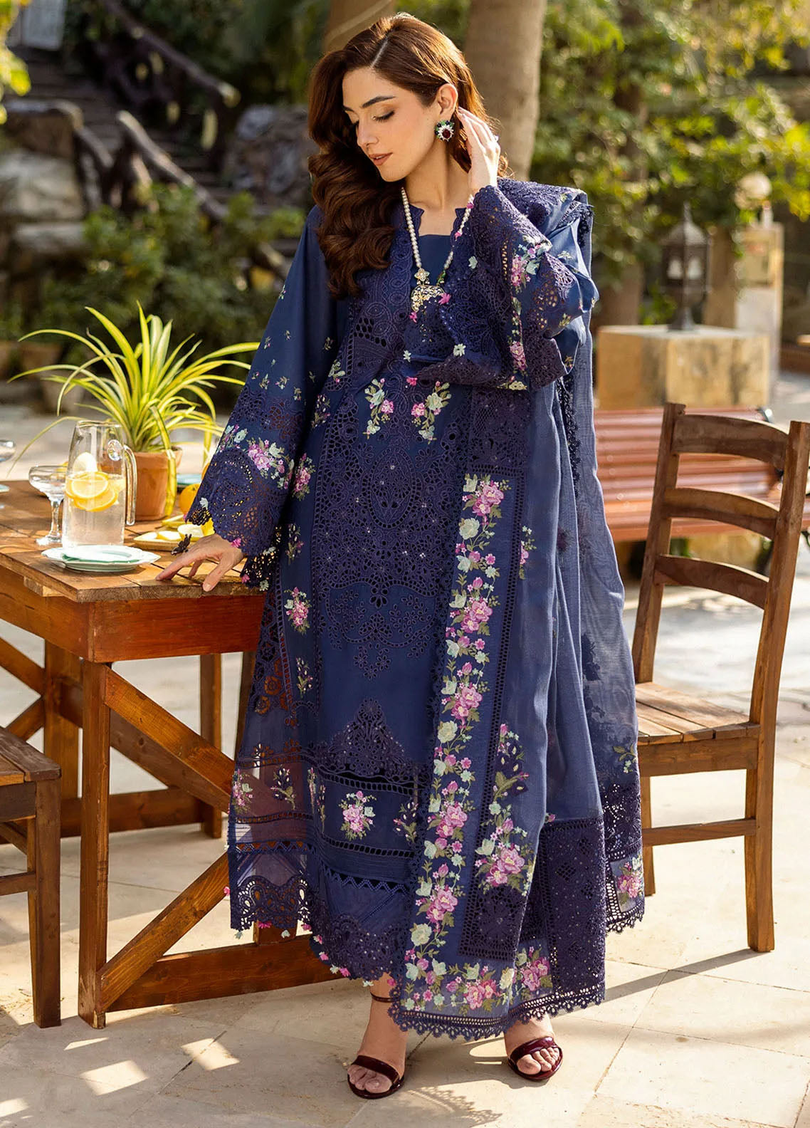 Elaf Embroidered Lawn Suits Unstitched 3 Piece - EF25LL ELM-06 NEELAM Elaf Embroidered Lawn Suits Unstitched 3 Piece - EF25LL ELM-06 NEELAM