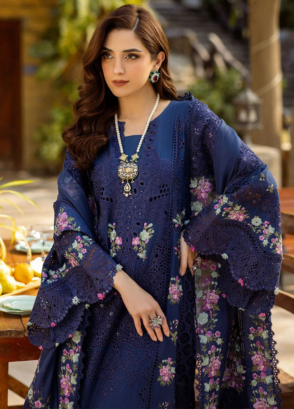 Elaf Embroidered Lawn Suits Unstitched 3 Piece - EF25LL ELM-06 NEELAM Elaf Embroidered Lawn Suits Unstitched 3 Piece - EF25LL ELM-06 NEELAM