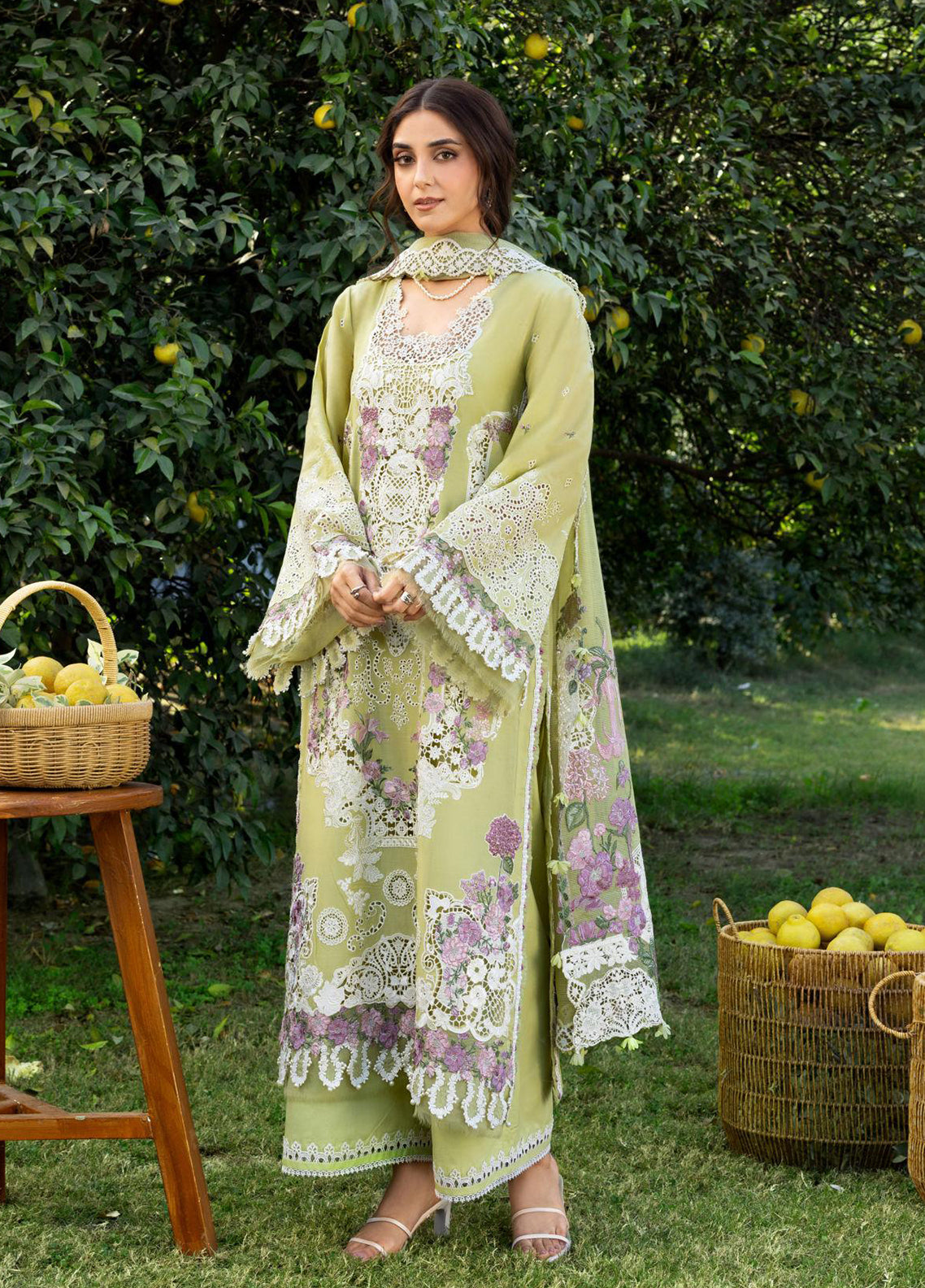 Elaf Embroidered Lawn 3 Piece Unstitched Suit EF26LL ELY-08 PISTACHIA Elaf Embroidered Lawn 3 Piece Unstitched Suit EF26LL ELY-08 PISTACHIA