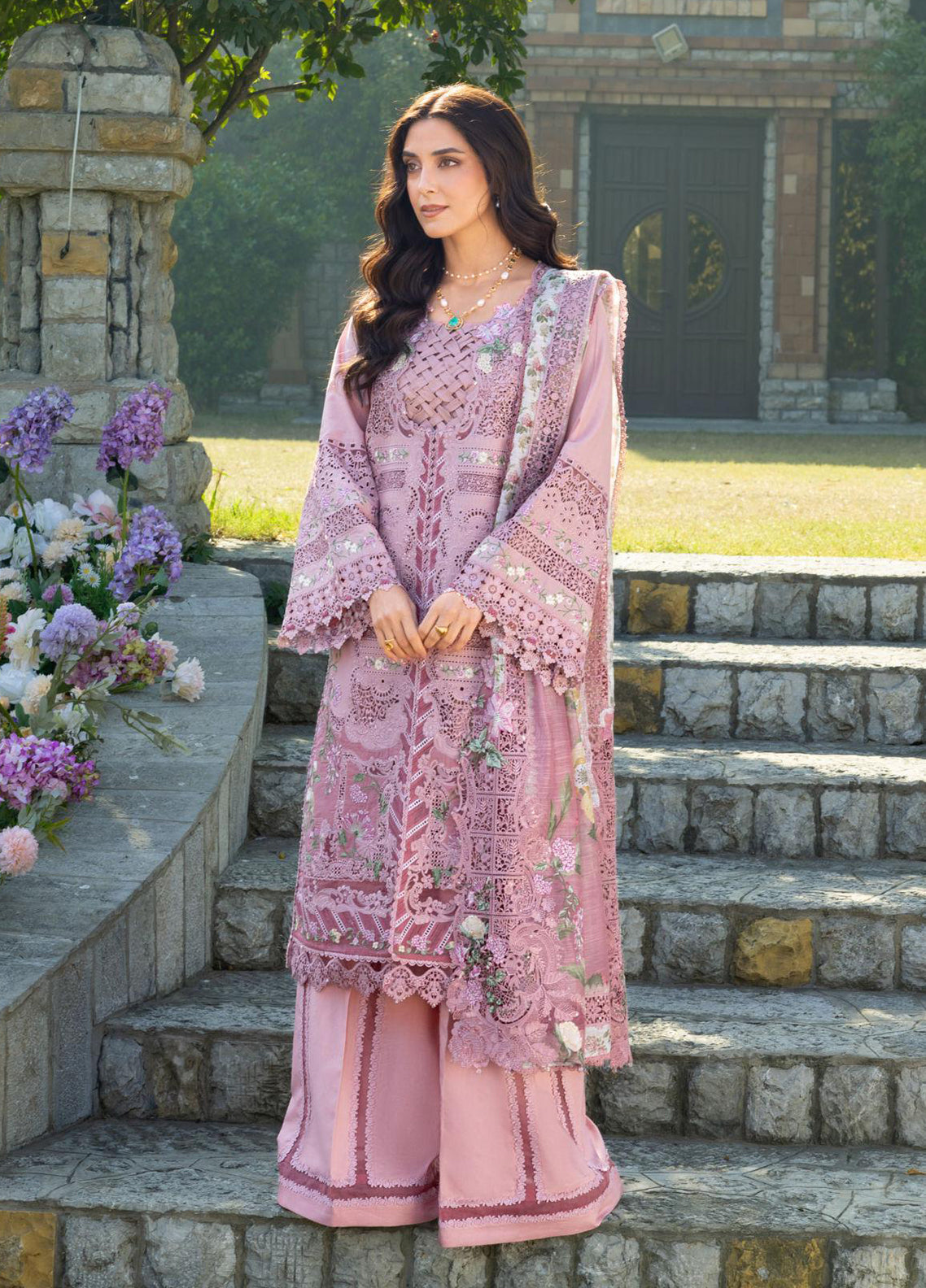 Elaf Embroidered Lawn 3 Piece Unstitched Suit EF26LL ELY-09 ROSEE Elaf Embroidered Lawn 3 Piece Unstitched Suit EF26LL ELY-09 ROSEE