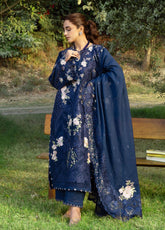 Elaf Embroidered Lawn 3 Piece Unstitched Suit EF26LL ELY-4B BLUE BELLE