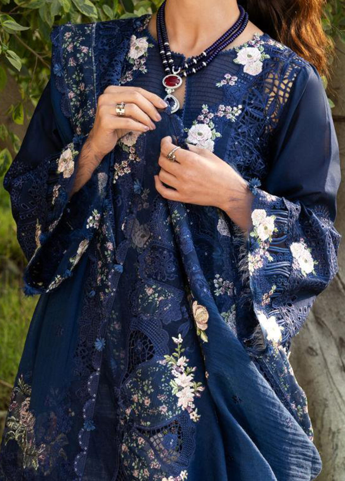 Elaf Embroidered Lawn 3 Piece Unstitched Suit EF26LL ELY-4B BLUE BELLE Elaf Embroidered Lawn 3 Piece Unstitched Suit EF26LL ELY-4B BLUE BELLE