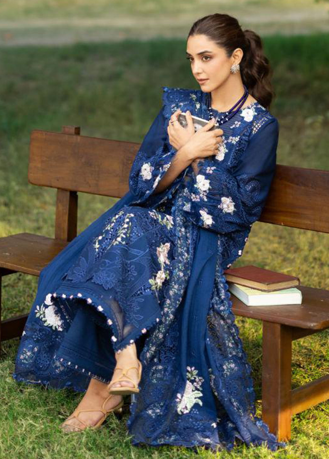 Elaf Embroidered Lawn 3 Piece Unstitched Suit EF26LL ELY-4B BLUE BELLE Elaf Embroidered Lawn 3 Piece Unstitched Suit EF26LL ELY-4B BLUE BELLE