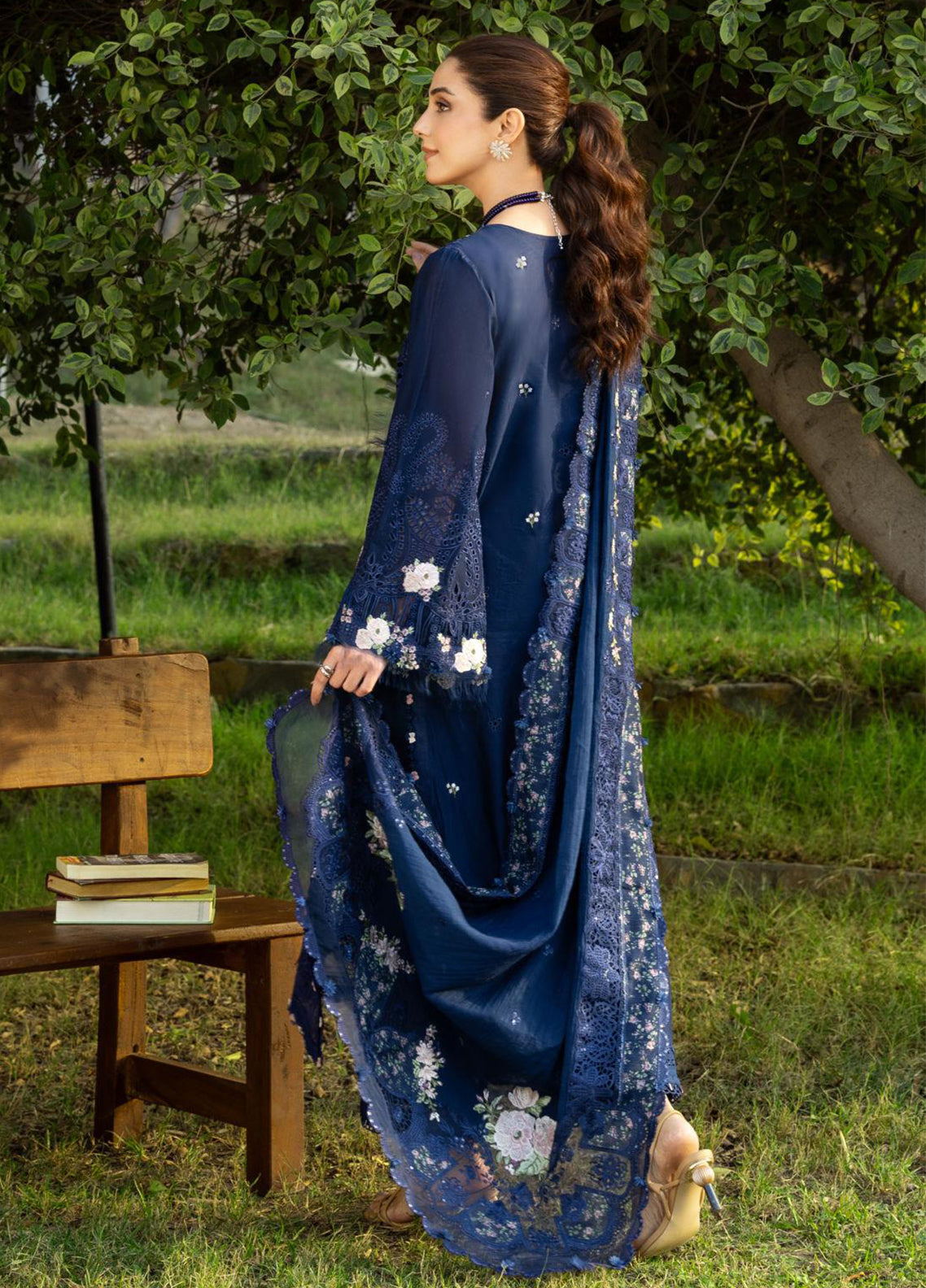 Elaf Embroidered Lawn 3 Piece Unstitched Suit EF26LL ELY-4B BLUE BELLE Elaf Embroidered Lawn 3 Piece Unstitched Suit EF26LL ELY-4B BLUE BELLE