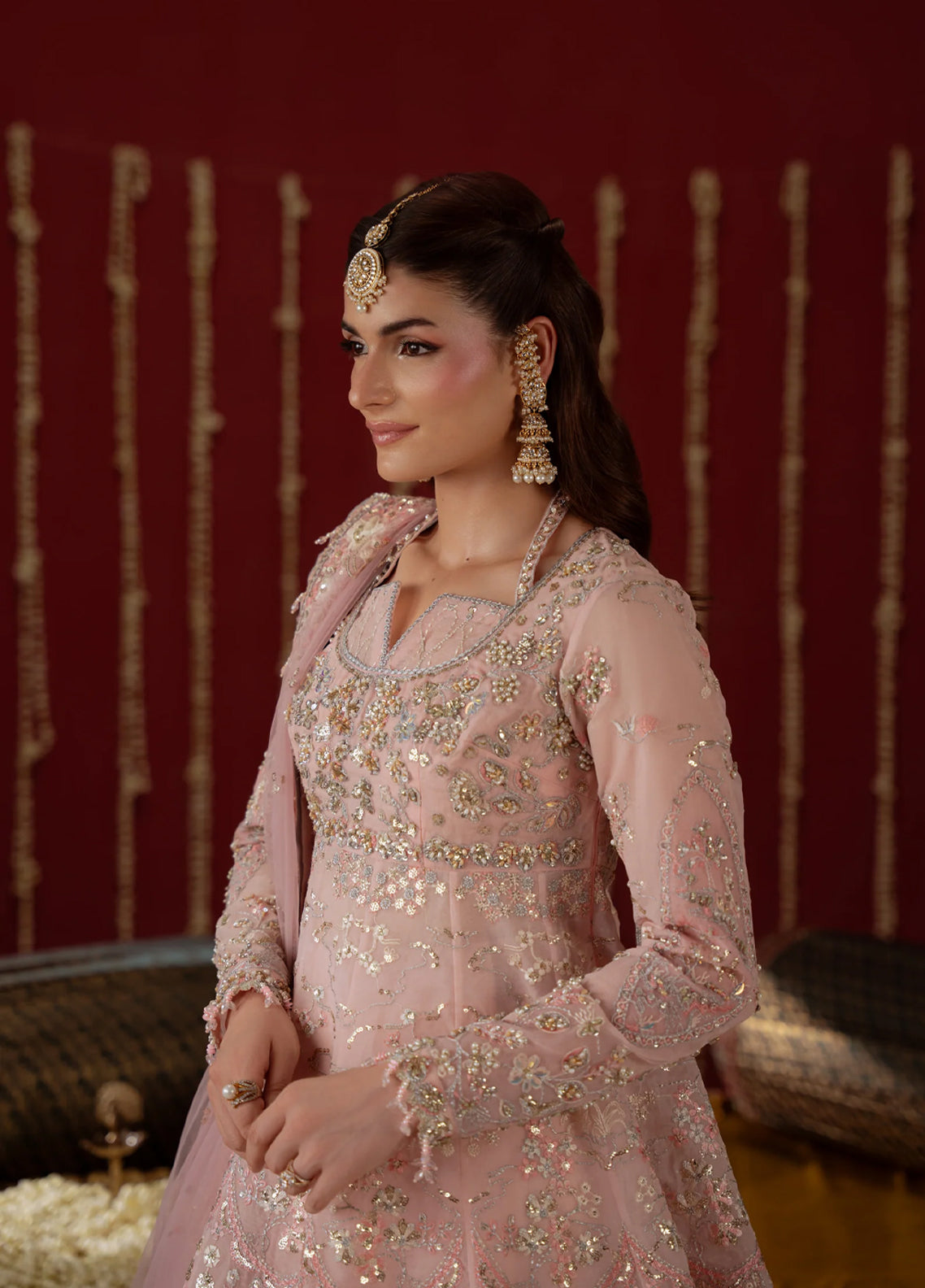 Ember By Aylin Luxury Festive Embroidered Organza 3 Piece Unstitched Dress AY26EF D-07 Lovelorn Pink - Detail Ember By Aylin Luxury Festive Embroidered Organza 3 Piece Unstitched Dress AY26EF D-07 Lovelorn Pink - Detail