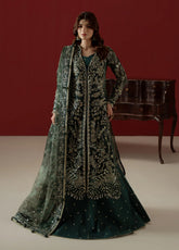 Ember By Aylin Luxury Festive Embroidered Organza 3 Piece Unstitched Suit AY26EF D-01 Elysee Bottle Green - Front View