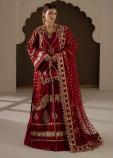 Ember By Aylin Luxury Festive Embroidered Organza 3 Piece Unstitched Suit AY26EF D-03 Amour Maroon - Front View