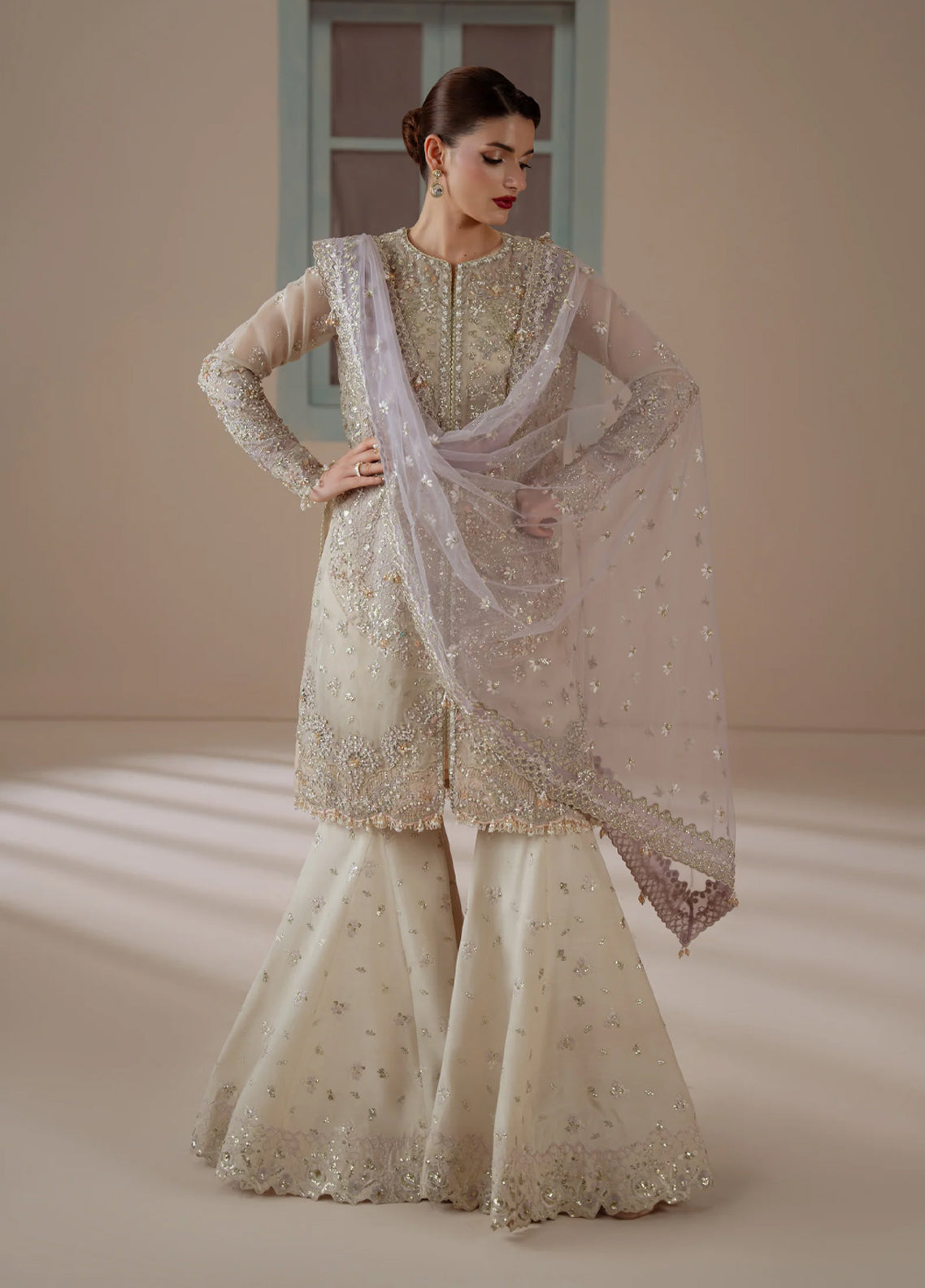 Ember By Aylin Luxury Festive Embroidered Organza 3 Piece Unstitched Suit AY26EF D-04 Enamour Ivory - Front View Ember By Aylin Luxury Festive Embroidered Organza 3 Piece Unstitched Suit AY26EF D-04 Enamour Ivory - Front View