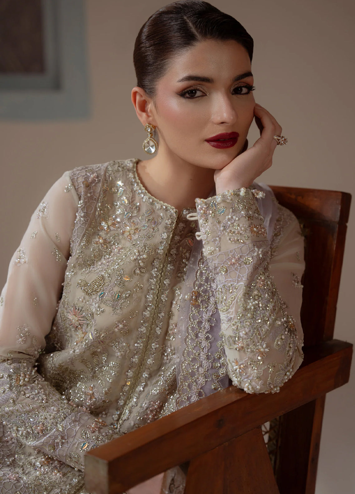 Ember By Aylin Luxury Festive Embroidered Organza 3 Piece Unstitched Suit AY26EF D-04 Enamour Ivory - Detail Ember By Aylin Luxury Festive Embroidered Organza 3 Piece Unstitched Suit AY26EF D-04 Enamour Ivory - Detail