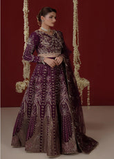Ember By Aylin Luxury Festive Embroidered Raw Silk 3 Piece Unstitched Dress AY26EF D-05 Ethereal Purple - Front View