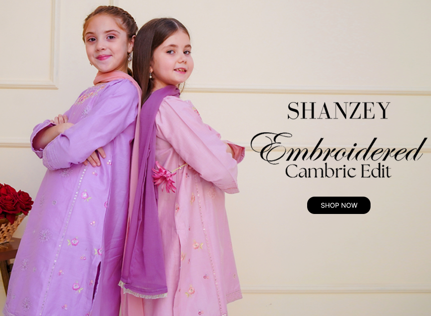 Shanzey Embroidered Cambric Girls 3Pcs Pret Edit 2025 Royal Fashion
