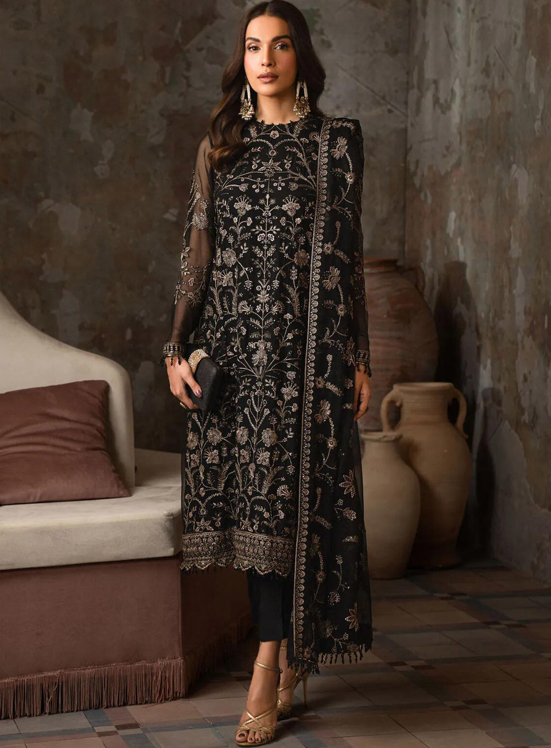 Emirah by Zarif Embroidered Chiffon Suits Unstitched 3 Piece - ZF24EF ZEF 05 HOOR Emirah by Zarif Embroidered Chiffon Suits Unstitched 3 Piece - ZF24EF ZEF 05 HOOR