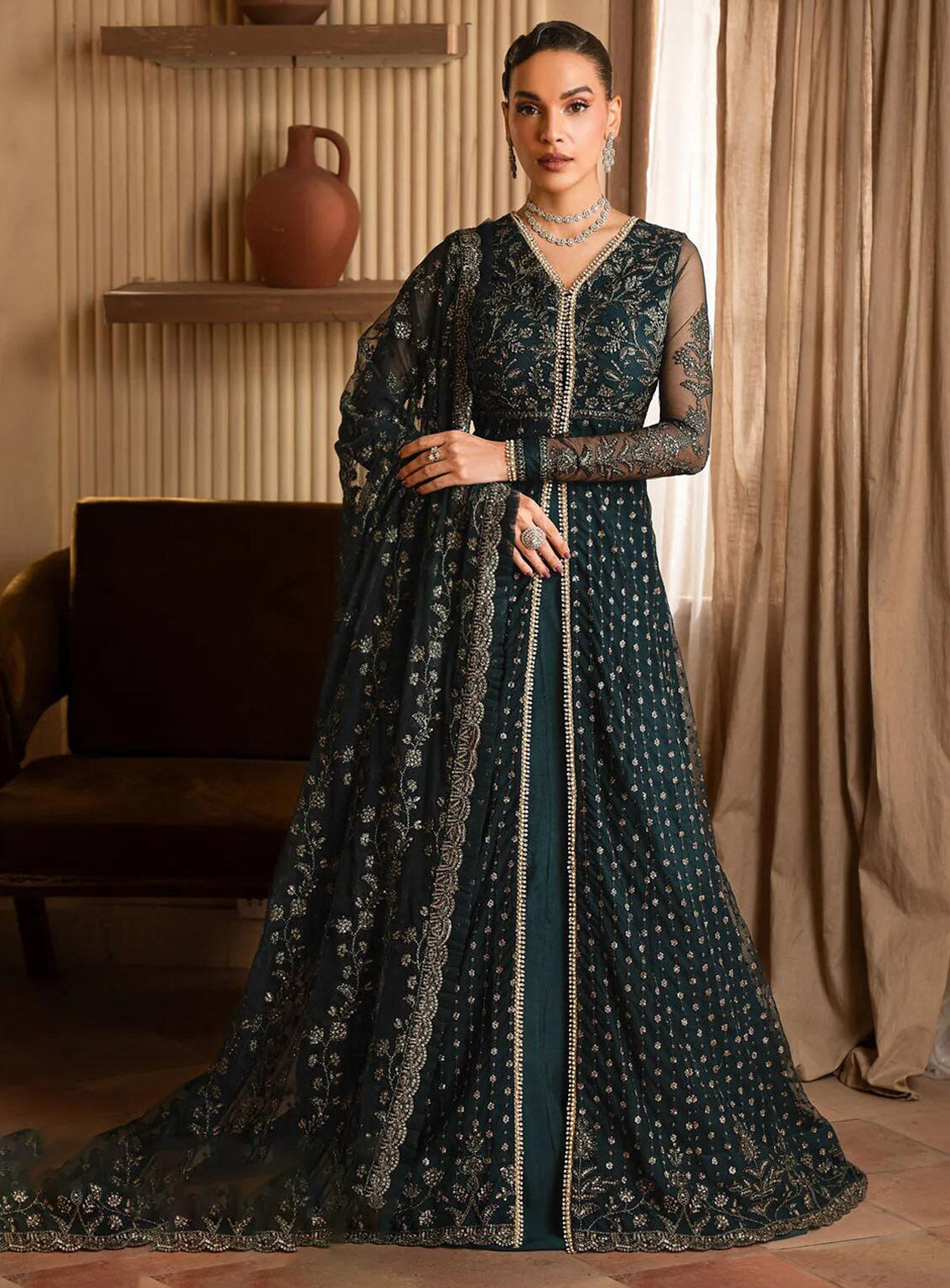 Emirah by Zarif Embroidered Net Suits Unstitched 3 Piece - ZF24EF ZEF 01 ORNA Emirah by Zarif Embroidered Net Suits Unstitched 3 Piece - ZF24EF ZEF 01 ORNA