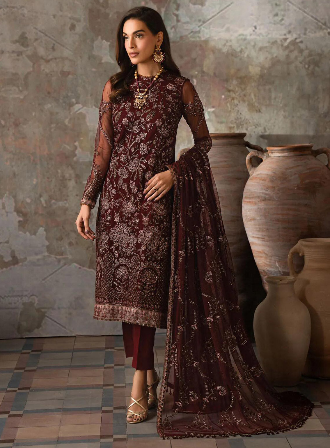 Emirah by Zarif Embroidered Net Suits Unstitched 3 Piece - ZF24EF ZEF 03 CHARM Emirah by Zarif Embroidered Net Suits Unstitched 3 Piece - ZF24EF ZEF 03 CHARM