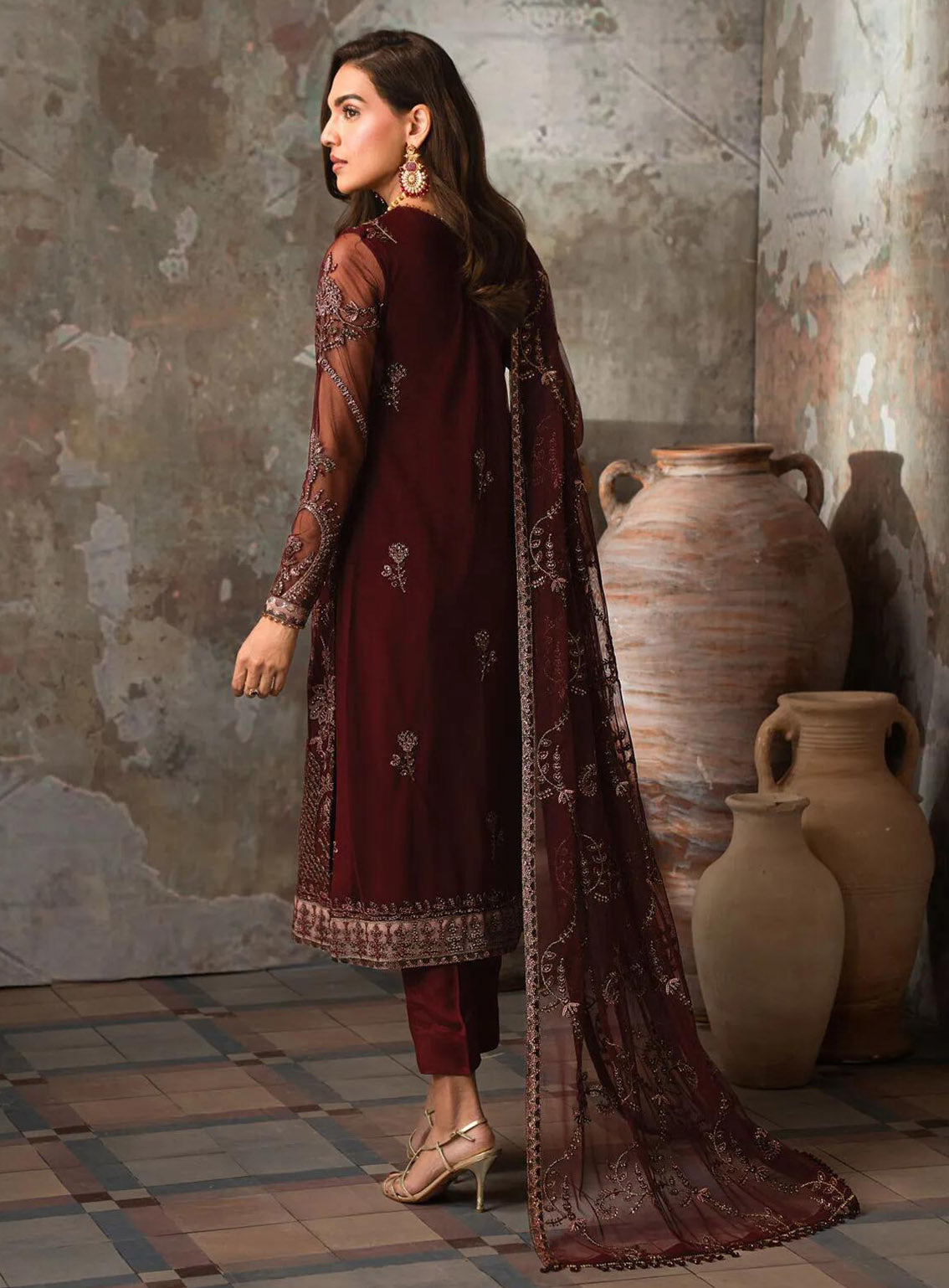 Emirah by Zarif Embroidered Net Suits Unstitched 3 Piece - ZF24EF ZEF 03 CHARM Emirah by Zarif Embroidered Net Suits Unstitched 3 Piece - ZF24EF ZEF 03 CHARM