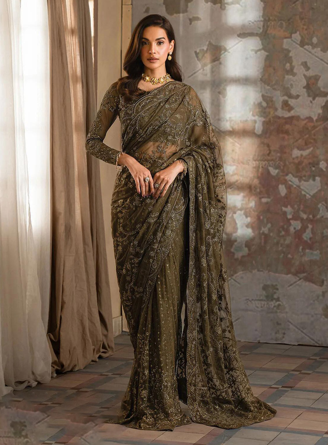 Emirah by Zarif Embroidered Net Suits Unstitched 3 Piece - ZF24EF ZEF 07 JAZAB Emirah by Zarif Embroidered Net Suits Unstitched 3 Piece - ZF24EF ZEF 07 JAZAB