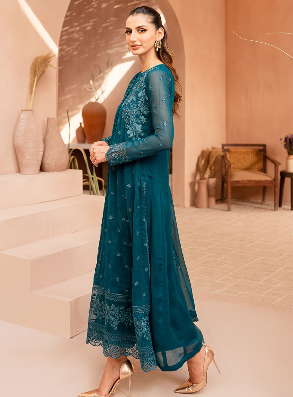 Ensembles By Azure Embroidered Chiffon Suits Unstitched 3 Piece - AZU24ESF CCES-072 CARIBBEAN CHARM Ensembles By Azure Embroidered Chiffon Suits Unstitched 3 Piece - AZU24ESF CCES-072 CARIBBEAN CHARM
