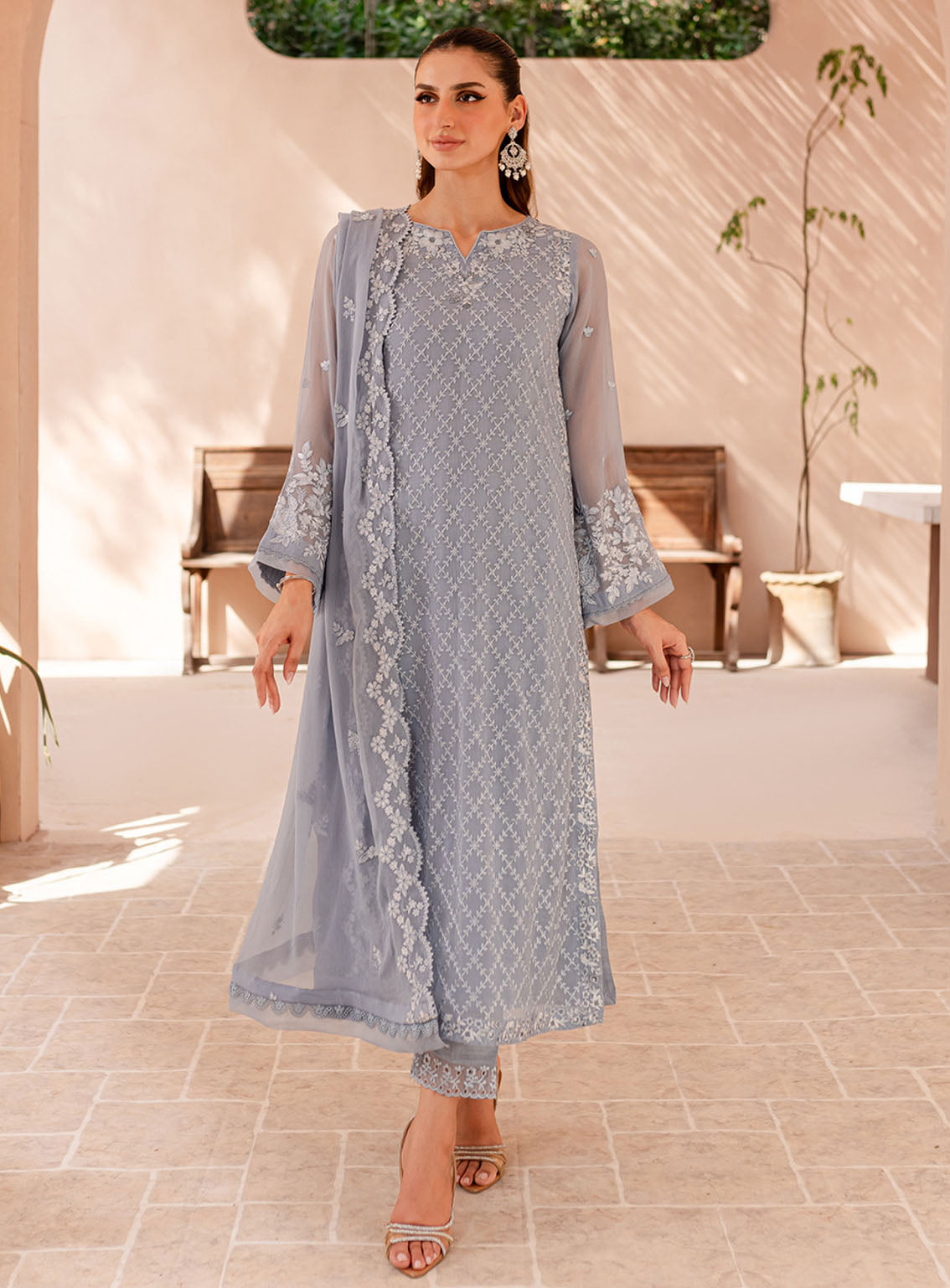 Ensembles By Azure Embroidered Chiffon Suits Unstitched 3 Piece - AZU24ESF MWES-068 MOON WHISPER Ensembles By Azure Embroidered Chiffon Suits Unstitched 3 Piece - AZU24ESF MWES-068 MOON WHISPER