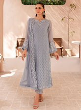 Ensembles By Azure Embroidered Chiffon Suits Unstitched 3 Piece - AZU24ESF MWES-068 MOON WHISPER