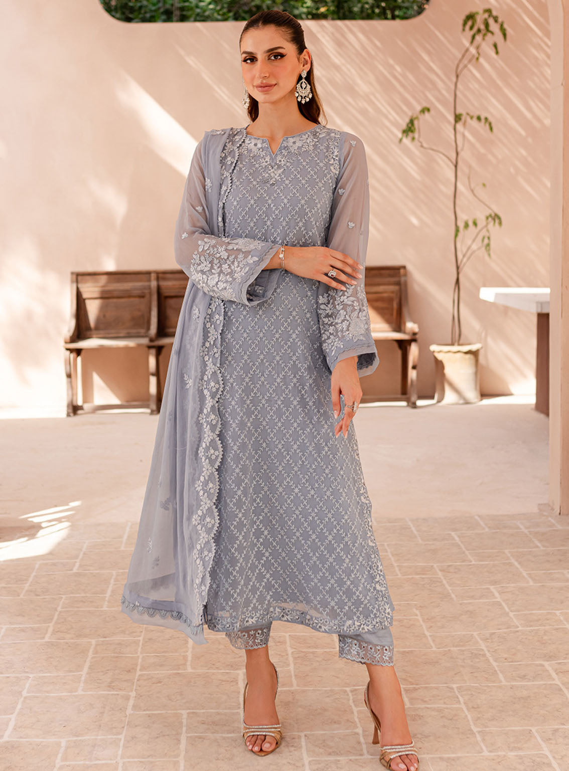 Ensembles By Azure Embroidered Chiffon Suits Unstitched 3 Piece - AZU24ESF MWES-068 MOON WHISPER Ensembles By Azure Embroidered Chiffon Suits Unstitched 3 Piece - AZU24ESF MWES-068 MOON WHISPER