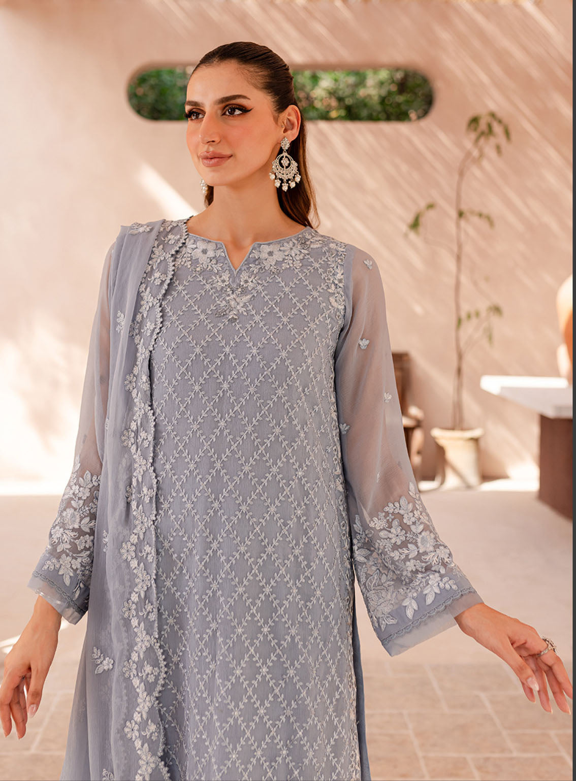 Ensembles By Azure Embroidered Chiffon Suits Unstitched 3 Piece - AZU24ESF MWES-068 MOON WHISPER Ensembles By Azure Embroidered Chiffon Suits Unstitched 3 Piece - AZU24ESF MWES-068 MOON WHISPER